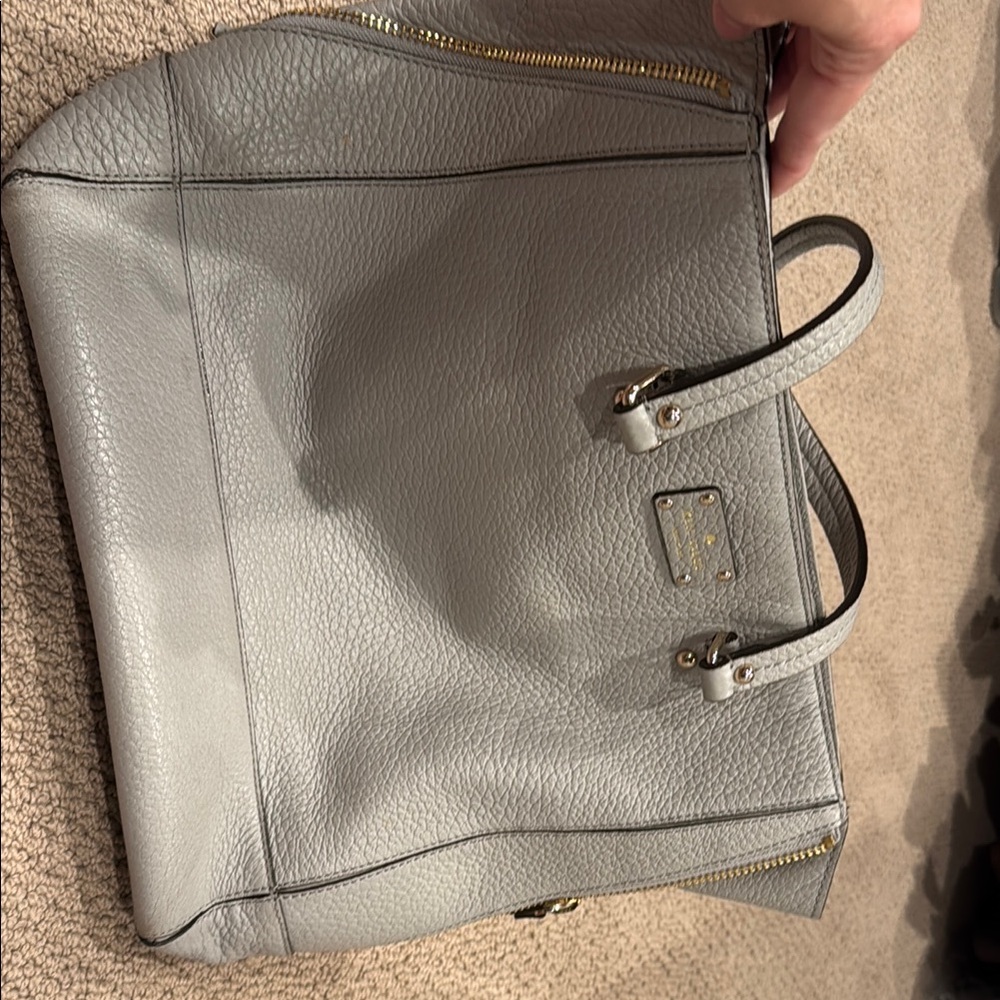 Gray Leather Tote Bag